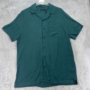 Onia Vacation Shirt Mens Large Green Viscose Camp Collar Short Sleeve Button Up